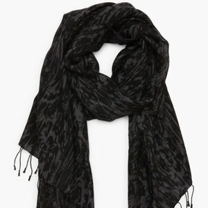 Rebecca Minkoff Black Abstract Brushstrokes Scarf